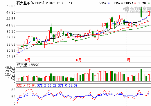 石大勝華：預計上半年凈利潤達1.03億左右 同比增長190.71%
