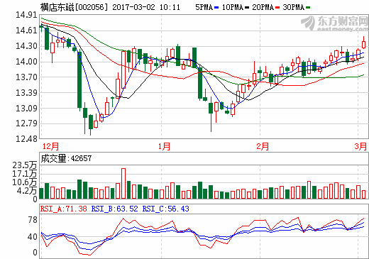 橫店東磁2016年實現凈利4.41億 同比增長36.52%