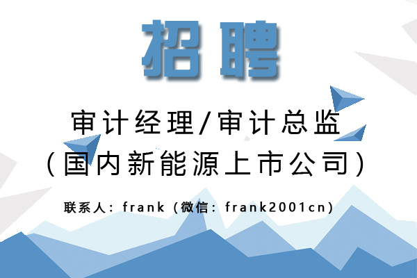 國內(nèi)新能源上市公司誠聘審計經(jīng)理/審計總監(jiān)