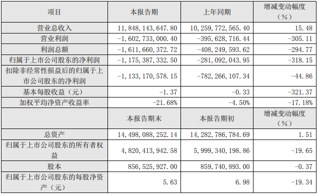 2021年度主要財務數(shù)據(jù)和指標（單位：元）