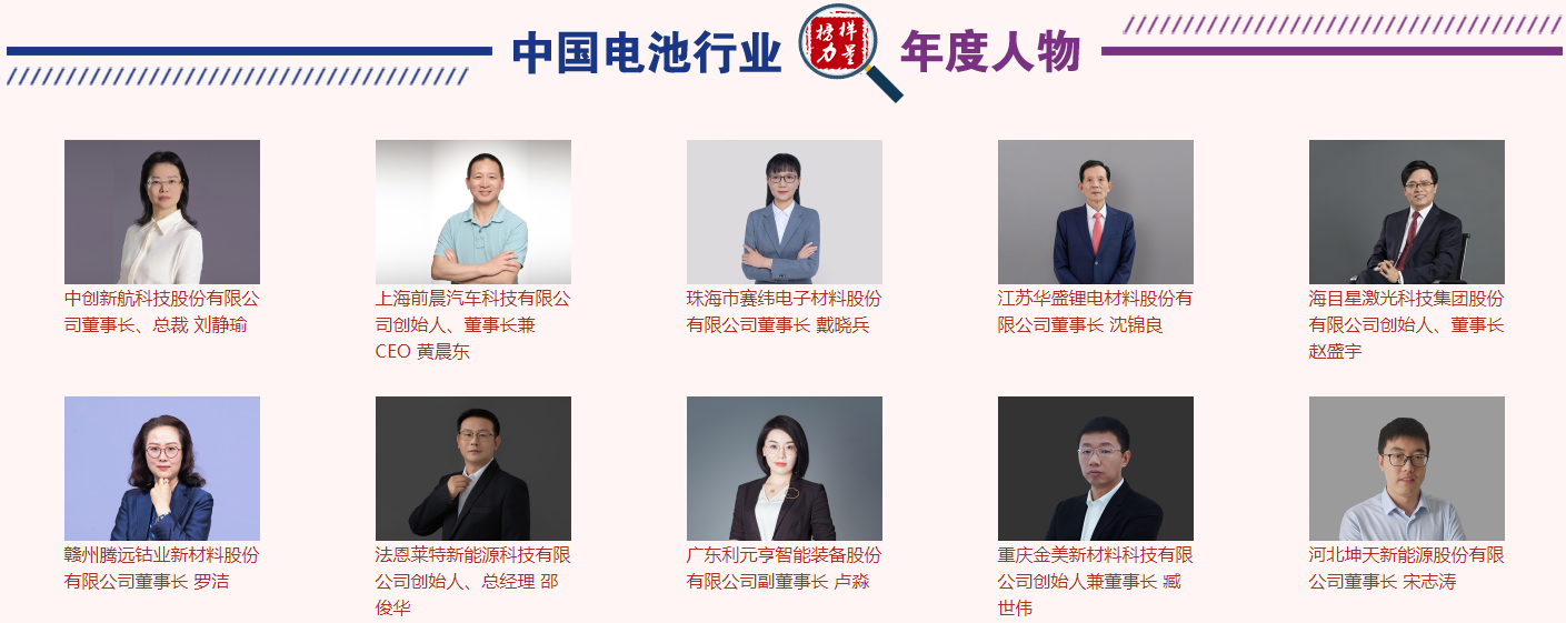 第12屆中國電池行業(yè)年度人物獲獎名單