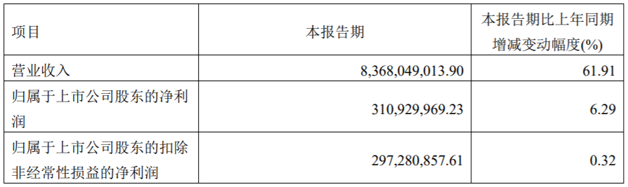 容百科技主要財(cái)務(wù)數(shù)據(jù)（單位：元）