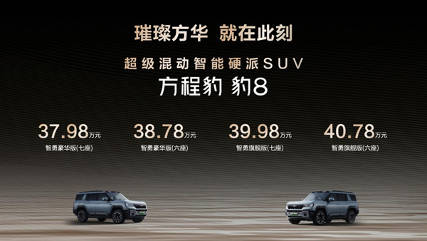 國貨旗艦來了！比亞迪華為聯(lián)合發(fā)布方程豹 豹8上市，售價37.98萬元起